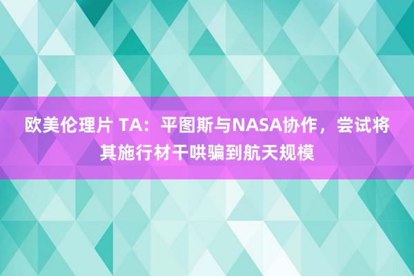 欧美伦理片 TA：平图斯与NASA协作，尝试将其施行材干哄骗到航天规模