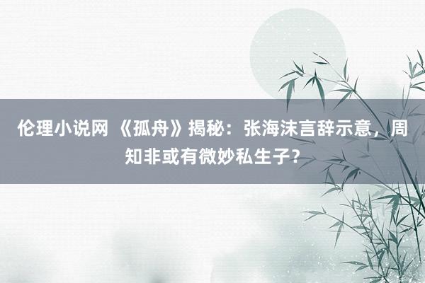 伦理小说网 《孤舟》揭秘：张海沫言辞示意，周知非或有微妙私生子？