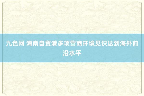 九色网 海南自贸港多项营商环境见识达到海外前沿水平